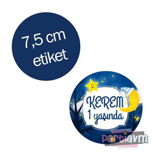 Little Star Doğum Günü Süsleri Yuvarlak Etiket 7,5cm 10 Adet