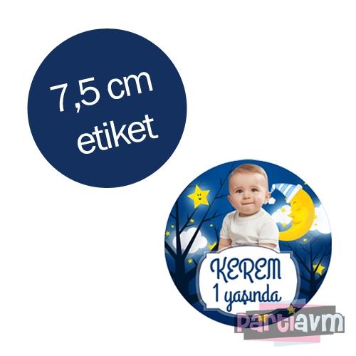 Little Star Doğum Günü Süsleri Yuvarlak Etiket 7,5cm 10 Adet