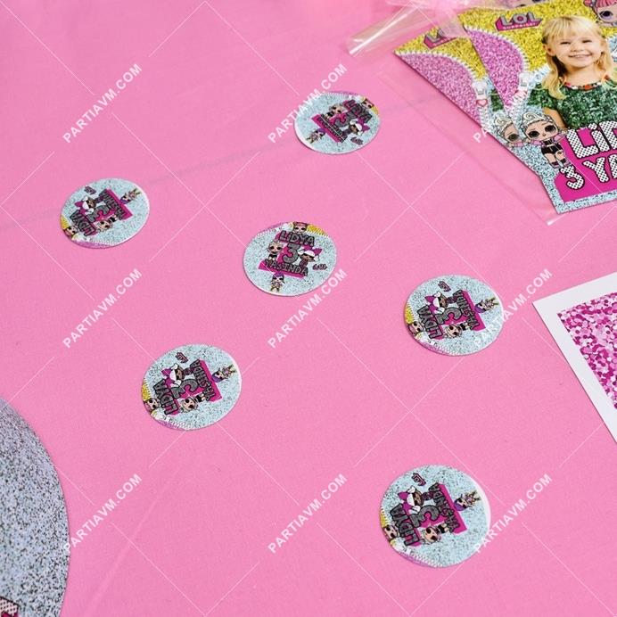 LOL Doğum Günü Karton Masaüstü Konfeti İsimli 3 cm Pakette 50 Adet