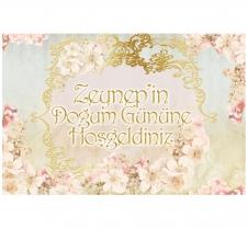 Partiavm Lüks Gold Vintage Doğum Günü 150x100 cm Dev Yırtılmaz Branda Afiş