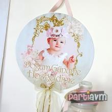 Partiavm Lüks Gold Vintage Doğum Günü Süsleri 40 cm Pano Kapı Süsü Kabartma Sim ve İnci Süslemeli