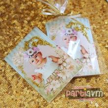 Partiavm Lüks Gold Vintage Doğum Günü Süsleri Hediyelik Magnet Kurdeleli Poşetinde 7X10 cm Sim Süslemeli   satın al