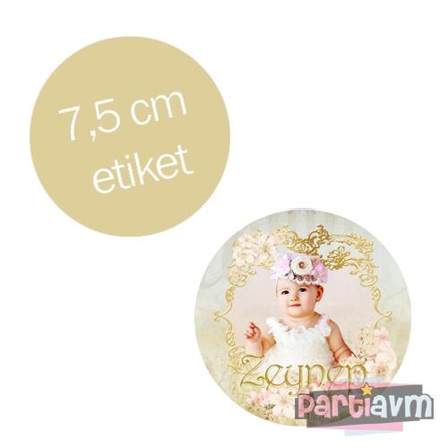 Lüks Gold Vintage Doğum Günü Süsleri Yuvarlak Etiket 7,5cm 10 Adet