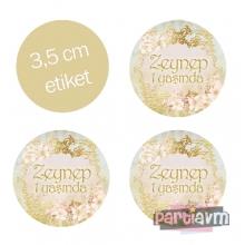 Partiavm Lüks Gold Vintage Doğum Günü Süsleri Yuvarlak Etiket 3,5cm 15 Adet