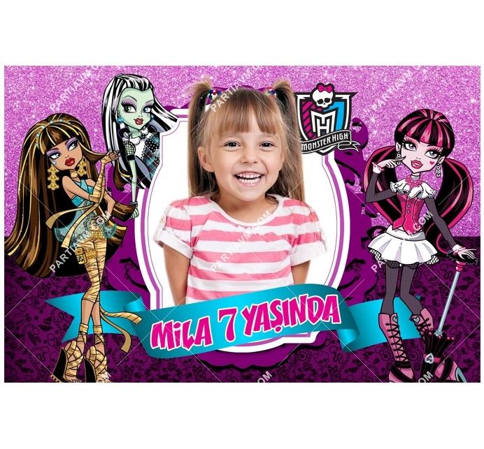 Lüks Monster High Doğum Günü 150x100 cm Dev Yırtılmaz Branda Afiş