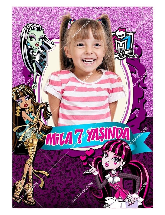 Lüks Monster High Doğum Günü 70x100 cm Yırtılmaz Branda Afiş