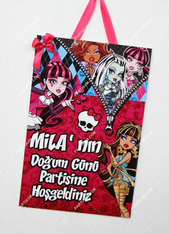 Lüks Monster High Doğum Günü Süsleri 25x40 cm Karşılama Panosu