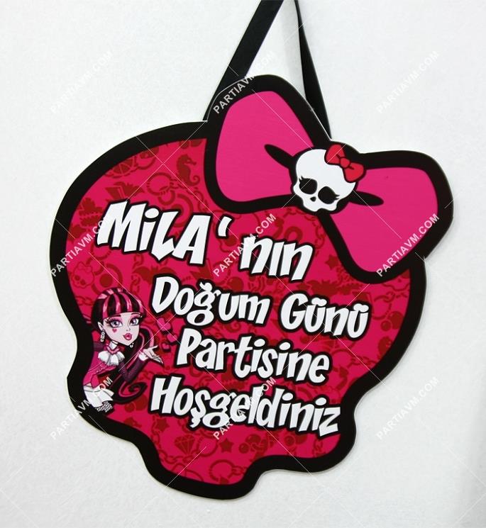 Lüks Monster High Doğum Günü Süsleri 40x40 cm Karşılama Panosu