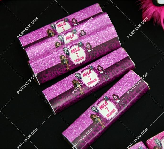 Lüks Monster High Doğum Günü Süsleri Baton Çikolata ve Çikolata Bandı