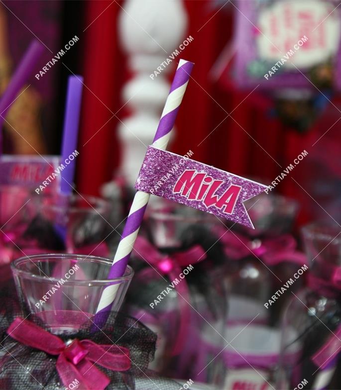 Lüks Monster High Doğum Günü Süsleri Etiketli Karton Pipet