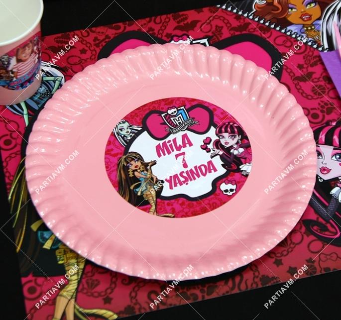 Lüks Monster High Doğum Günü Süsleri Etiketli Karton Tabak 5 Adet