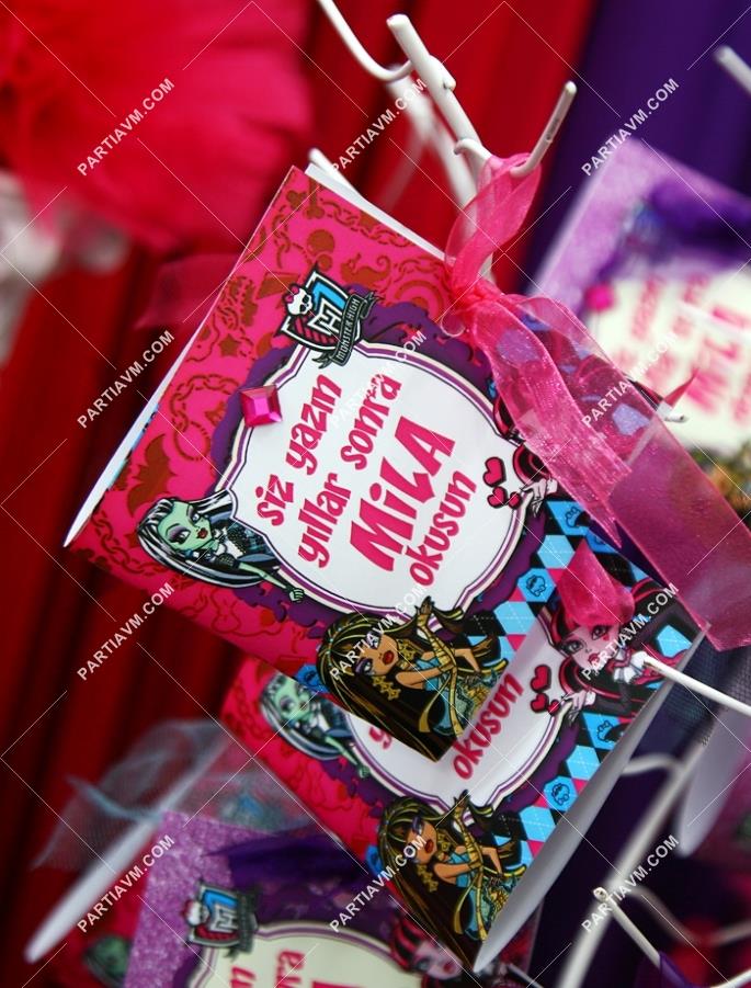 Lüks Monster High Doğum Günü Süsleri Hatıra Yazısı Kartı 6 Adet