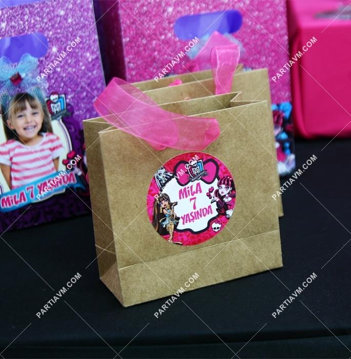 Lüks Monster High Doğum Günü Süsleri Hediye Çantası Etiketli Kurdeleli 10 X 10 cm 5 Adet