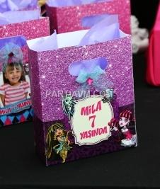 Partiavm Lüks Monster High Doğum Günü Süsleri Hediye Çantası Özel Tasarım 13 X 16 cm Kurdele ve Taş Süslemeli 5 Adet satın al