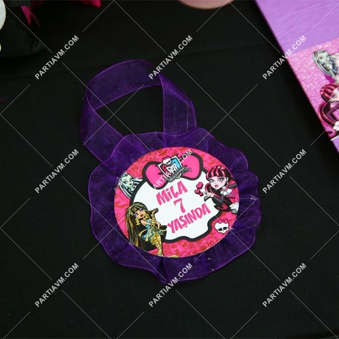 Lüks Monster High Doğum Günü Süsleri Karton Sunum Etiketi Kurdele Akılı 5 Adet