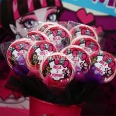 Partiavm Lüks Monster High Doğum Günü Süsleri Lolipop Şeker Etiketli Süslemeli 10 Adet