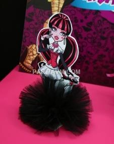 Partiavm Lüks Monster High Doğum Günü Süsleri Masa Üstü Tül Ponponlu Dekor Karton Süs