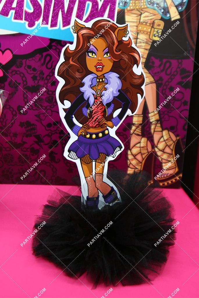 Lüks Monster High Doğum Günü Süsleri Masa Üstü Tül Ponponlu Dekor Karton Süs