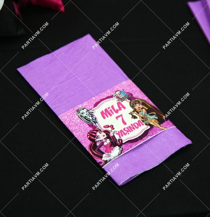 Lüks Monster High Doğum Günü Süsleri Peçete ve Peçete Bandı 5 Adet