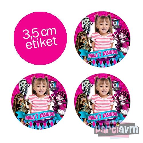 Lüks Monster High Doğum Günü Süsleri Yuvarlak Etiket 3,5cm 15 Adet