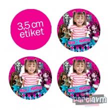 Partiavm Lüks Monster High Doğum Günü Süsleri Yuvarlak Etiket 3,5cm 15 Adet