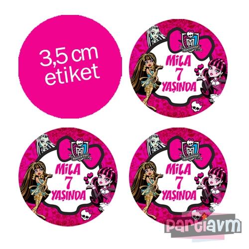 Lüks Monster High Doğum Günü Süsleri Yuvarlak Etiket 3,5cm 15 Adet