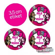 Partiavm Lüks Monster High Doğum Günü Süsleri Yuvarlak Etiket 3,5cm 15 Adet