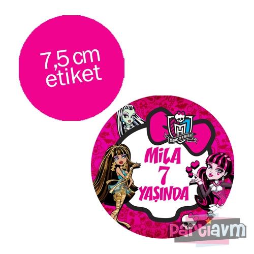 Lüks Monster High Doğum Günü Süsleri Yuvarlak Etiket 7,5cm 10 Adet