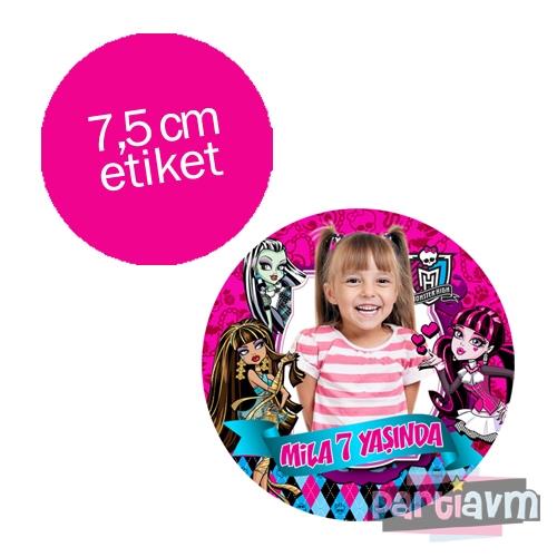 Lüks Monster High Doğum Günü Süsleri Yuvarlak Etiket 7,5cm 10 Adet