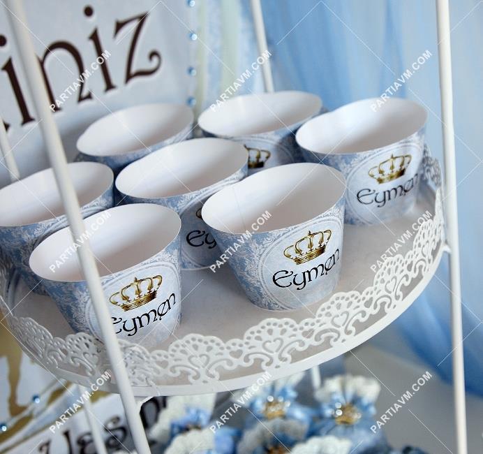 Lüks Prens Doğum Günü Süsleri Cupcake Sargısı 10 Adet