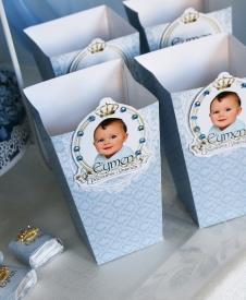 Partiavm Lüks Prens Doğum Günü Süsleri Popcorn Kutusu Mavi Taş Süslemeli 5 Adet satın al
