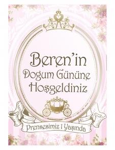 Partiavm Lüks Prenses Doğum Günü 70x100 cm Yırtılmaz Branda Afiş