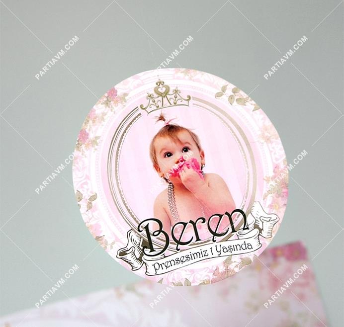 Lüks Prenses Doğum Günü Süsleri 20 cm Önlü Arkalı Baskı Kalın Karton Misinalı Asma Süs
