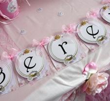 Partiavm Lüks Prenses Doğum Günü Süsleri Banner İsim Özel Tasarım Süslemeli satın al