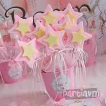 Partiavm Lüks Prenses Doğum Günü Süsleri Çubuklu Yıldız Sabunlar Etiketli Kovasında 10 Adet