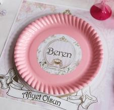 Partiavm Lüks Prenses Doğum Günü Süsleri Etiketli Karton Tabak 10 Adet