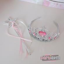 Partiavm Lüks Prenses Doğum Günü Süsleri Hediyelik Prenses Tacı ve Yıldız Sopası Plastik Kurdele Süslemeli satın al