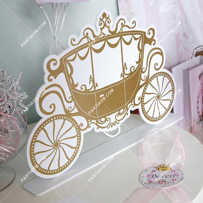 Lüks Prenses Doğum Günü Süsleri Masaüstü Dekor Çift Taraflı At Arabası ( Centerpiece ) 1 Adet
