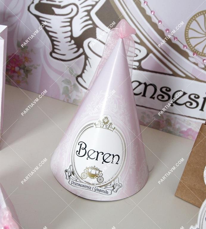 Lüks Prenses Doğum Günü Süsleri Parti Şapkası Tül Kurdele Süslemeli 5 Adet