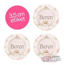 Partiavm Lüks Prenses Doğum Günü Süsleri Yuvarlak Etiket 3,5cm 15 Adet