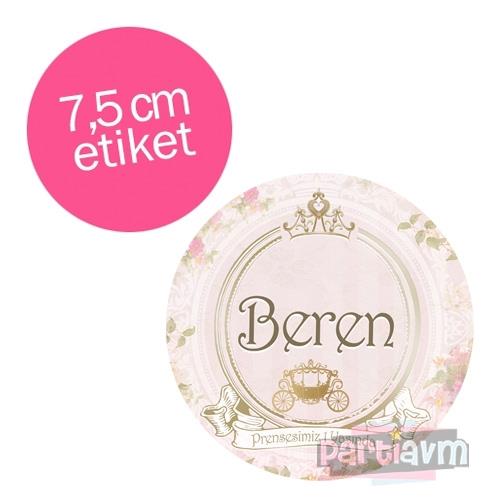 Lüks Prenses Doğum Günü Süsleri Yuvarlak Etiket 7,5cm 10 Adet