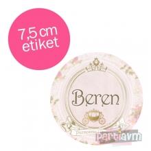 Partiavm Lüks Prenses Doğum Günü Süsleri Yuvarlak Etiket 7,5cm 10 Adet