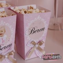 Partiavm Lüks Vintage Doğum Günü Süsleri Popcorn Kutusu Dantel ve İnci Süslemeli 5 Adet satın al