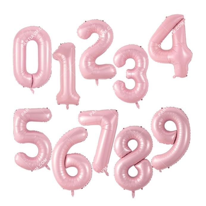 Makaron Pembe Folyo Rakamlı Balon 76cm 