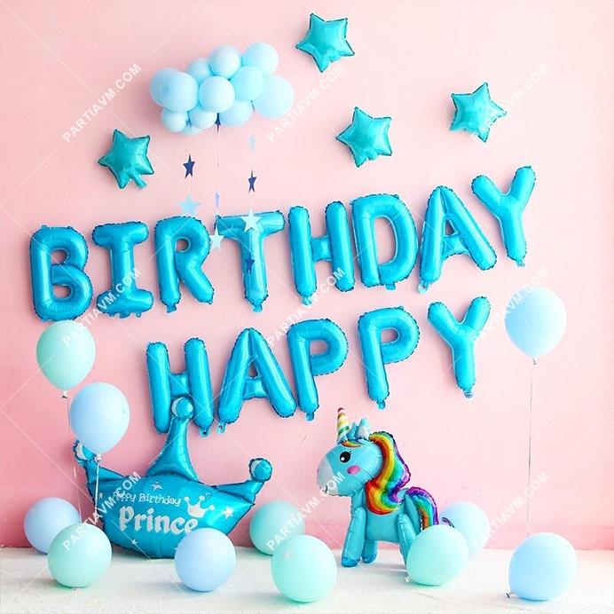 Mavi Pastel Tonları Happy Birthday Set