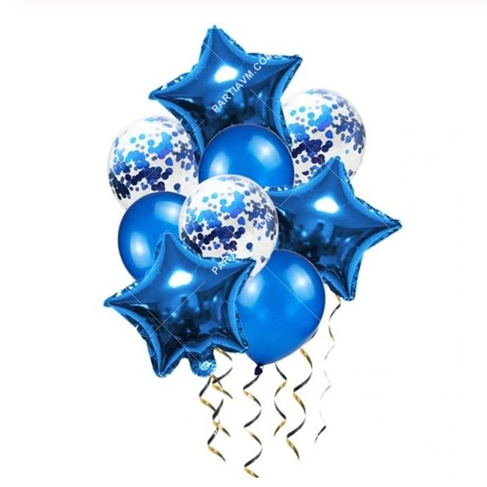 Mavi Tonları Balon Demeti 9lu