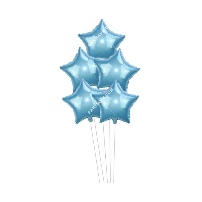 Mavi Yıldız Balon Demeti 5li