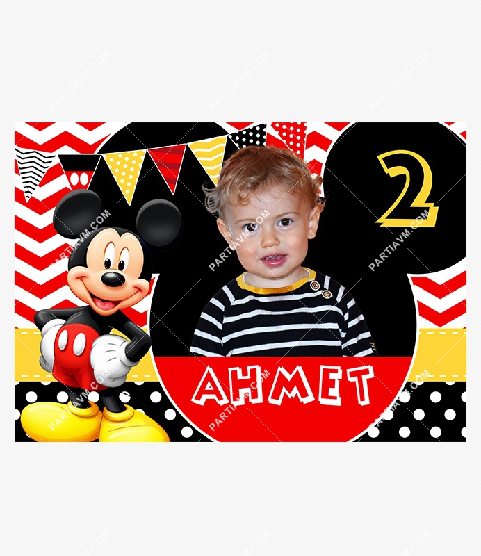 Mickey Mouse Doğum Günü 150x100 cm Dev Yırtılmaz Branda Afiş