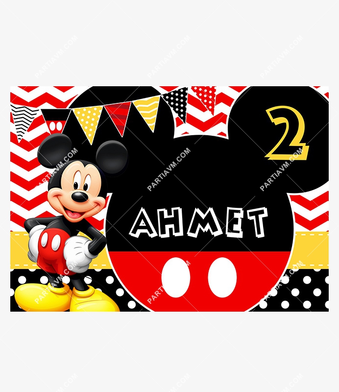 Mickey Mouse Doğum Günü 150x100 cm Dev Yırtılmaz Branda Afiş