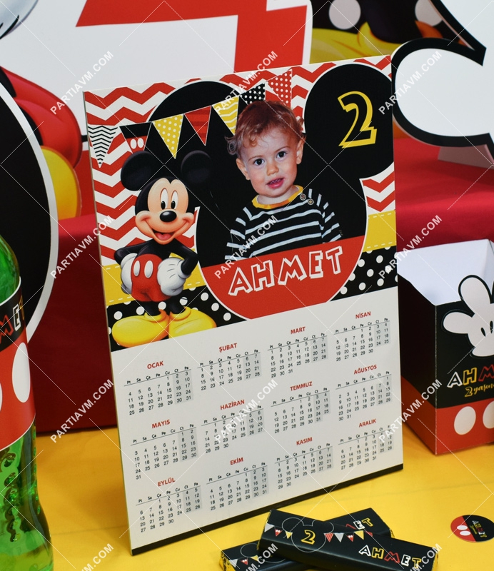 Mickey Mouse Doğum Günü 19x29 cm Masaüstü Pano Takvim